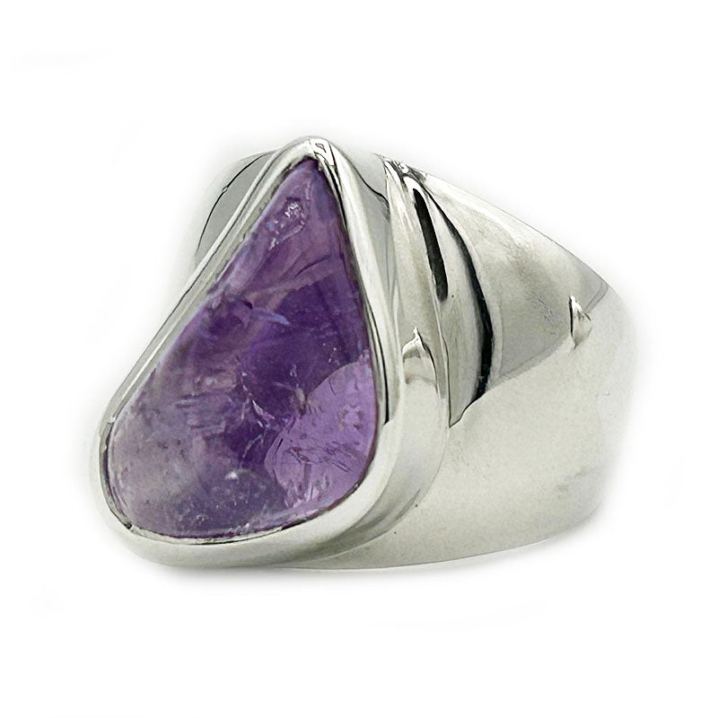 amethyst large silver gemstone ring