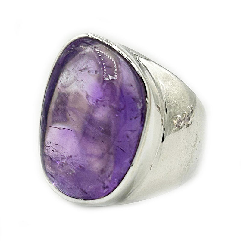 amethyst large silver gemstone ring