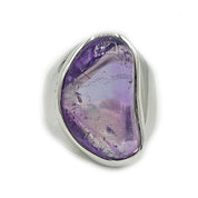 amethyst large silver gemstone ring