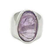 amethyst large silver gemstone ring