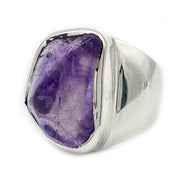 amethyst large silver gemstone ring