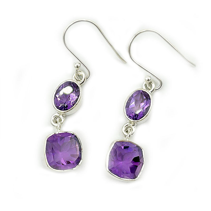 amethyst gemstone sterling silver earrings