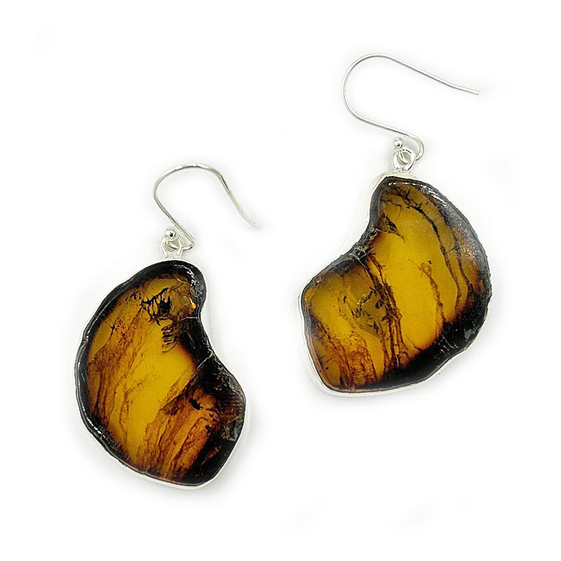 amber silver gemstone earrings