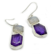 amethyst moonstone silver gemstone earrings