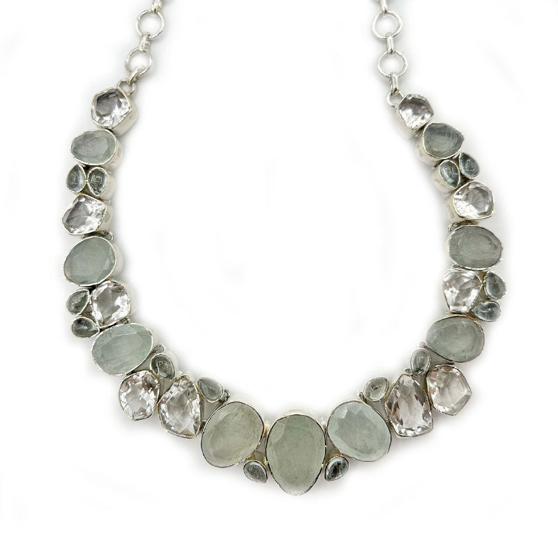 aquamarine quartz sterling silver necklace