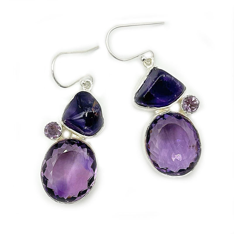 Chunky Amethyst Statement Gemstone Earrings