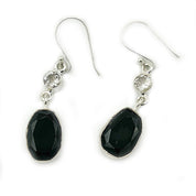 black onyx clear quartz sterling silver gemstone earrings