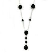 black onyx silver gemstone necklace