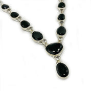 black onyx clear quartz sterling silver gemstone necklace