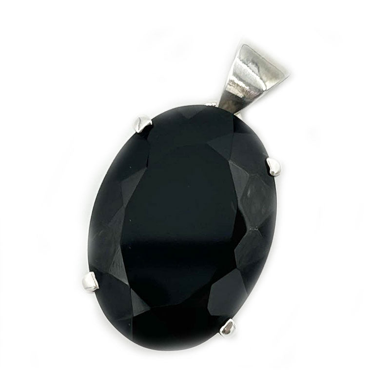 black onyx oval sterling silver gemstone pendant