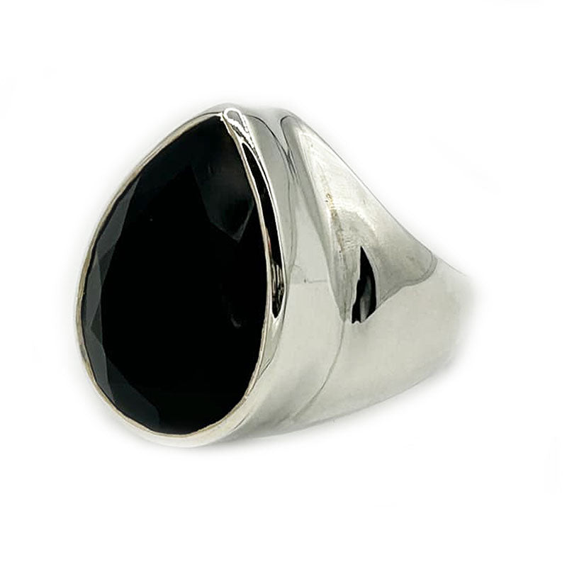 black onyx gemstone sterling silver ring