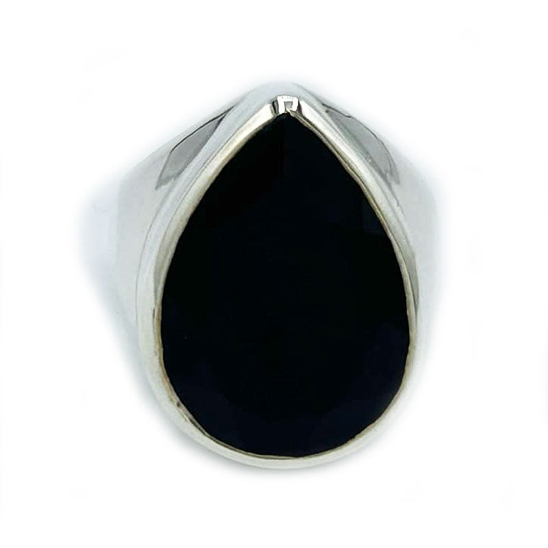 black onyx gemstone sterling silver ring