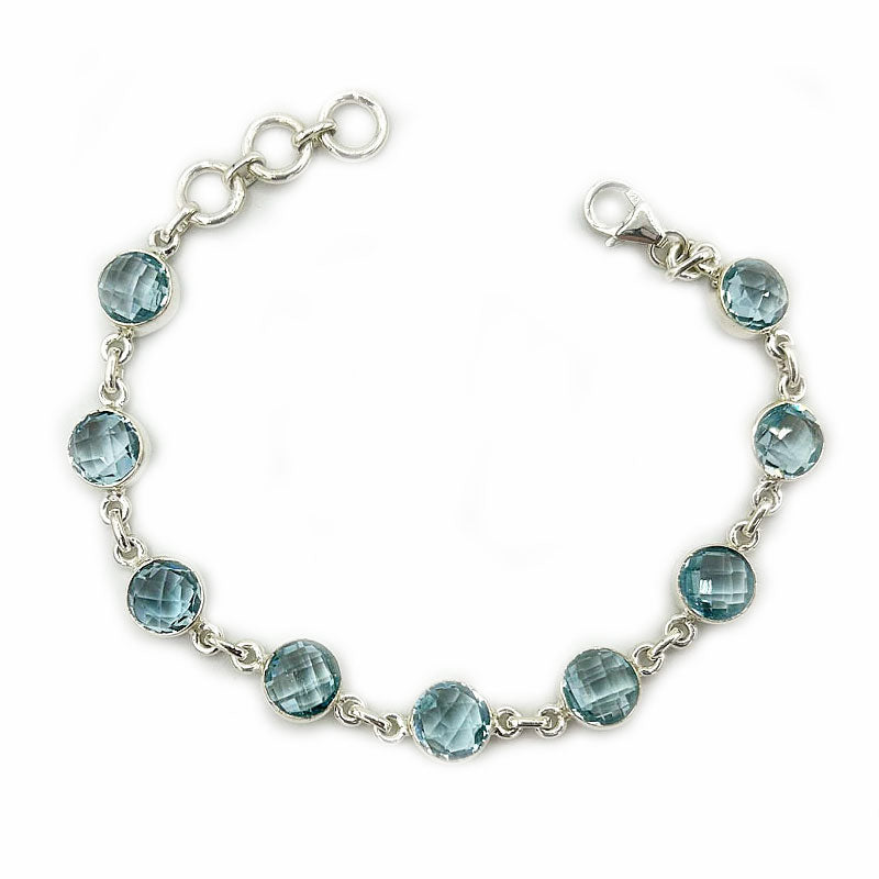 blue topaz silver gemstone bracelet