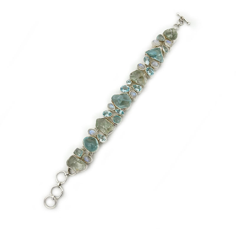 blue topaz moonstone sterling silver gemstone bracelet