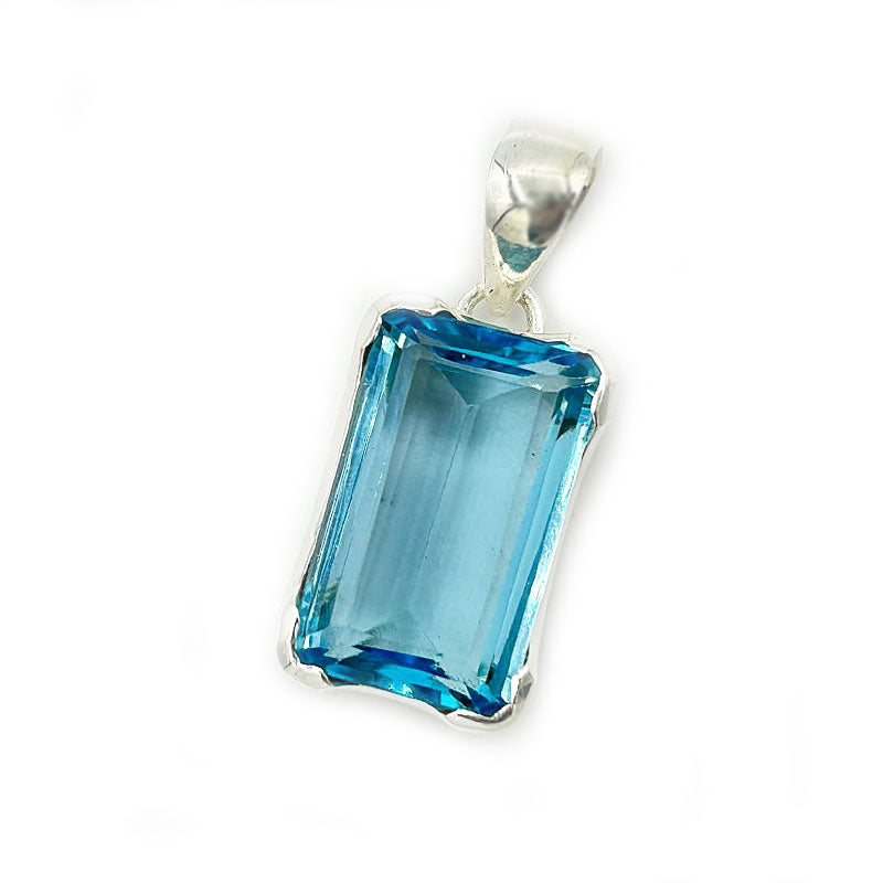 swiss blue topaz sterling silver gemstone pendant