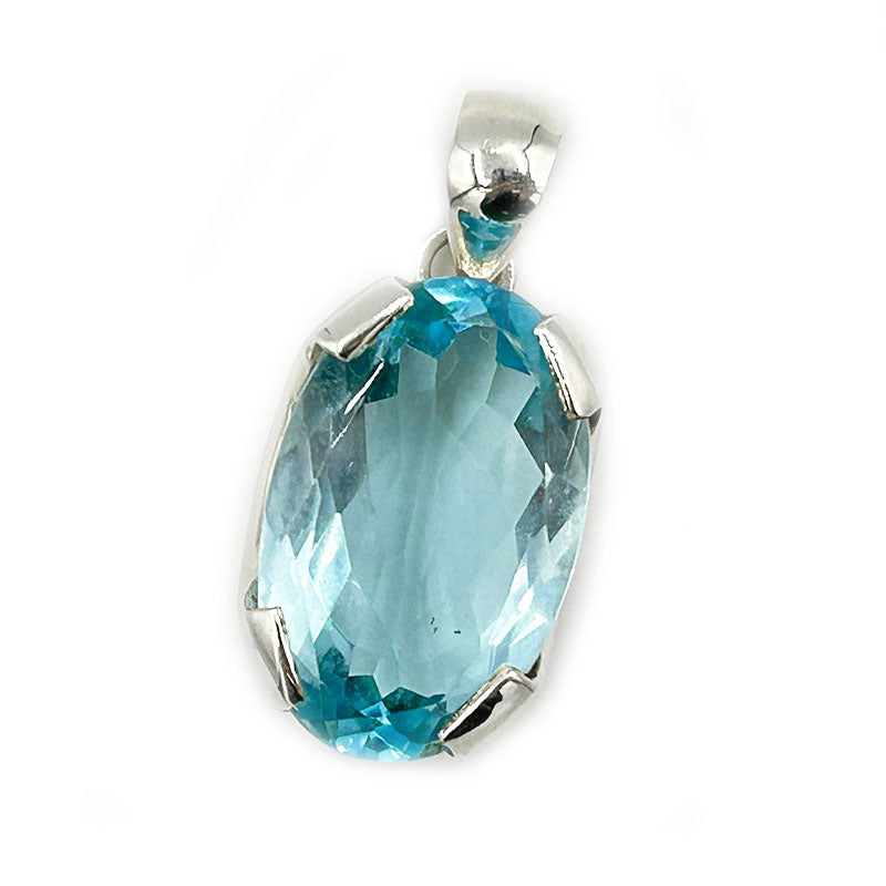 blue topaz silver gemstone pendant