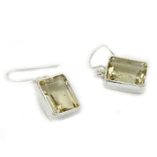 lemon quartz silver rectangle earrings