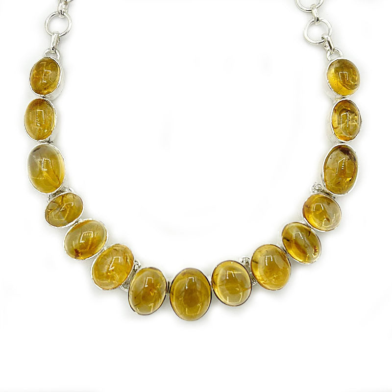 citrine gemstone sterling silver necklace