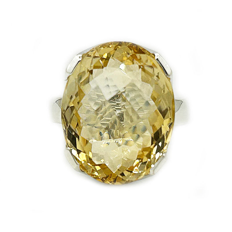 citrine oval silver gemstone ring