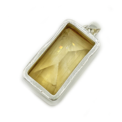 emerald cut rectangle citrine silver gemstone pendant