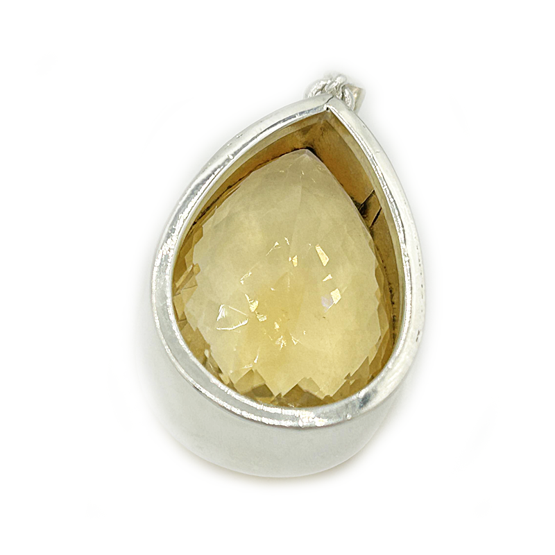 teardrop citrine silver gemstone pendant