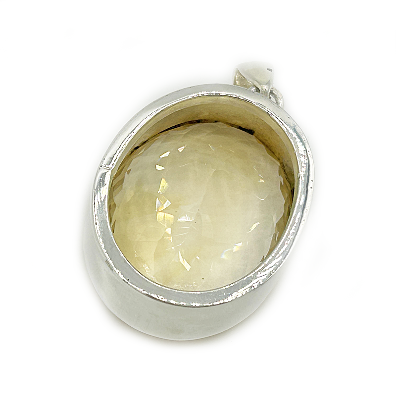 oval citrine silver gemstone pendant