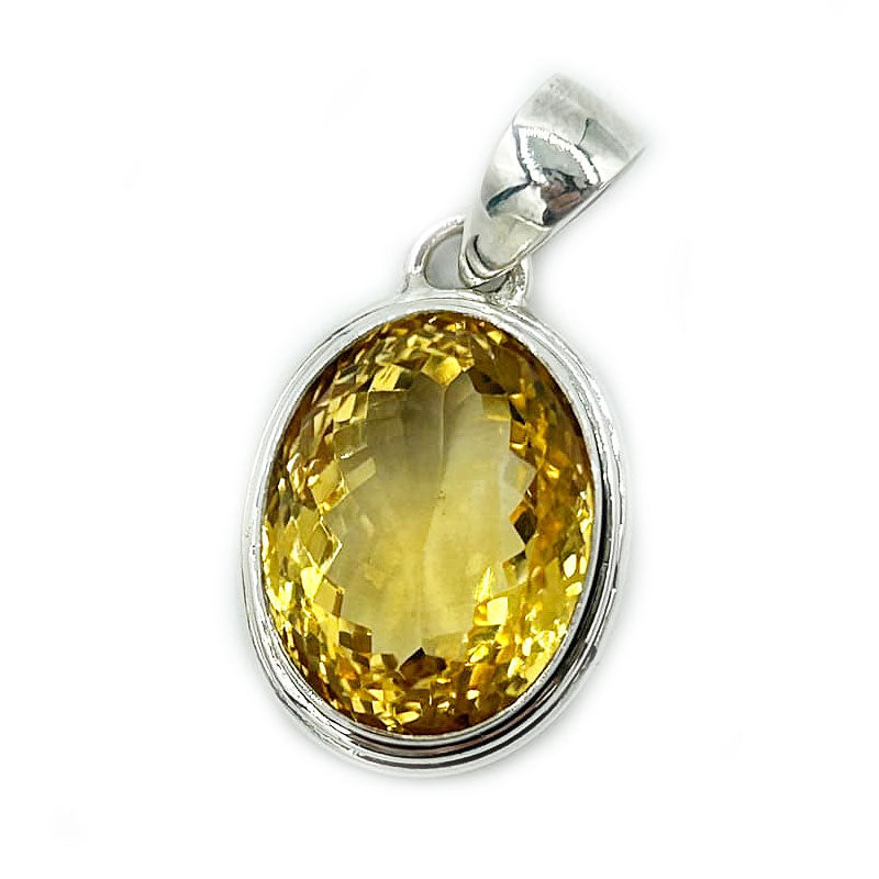 oval citrine gemstone sterling silver pendant