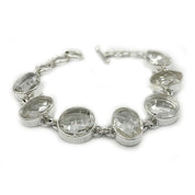 clear quartz silver oval gemstone bracelet