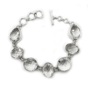 clear quartz silver oval gemstone bracelet