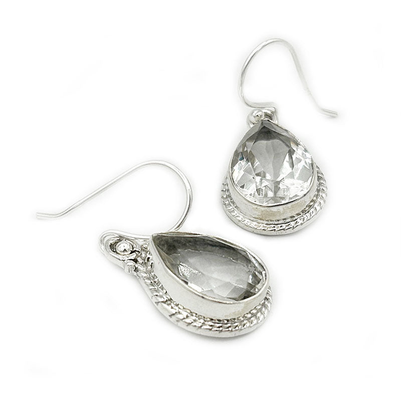 clear quartz silver gemstone earrings