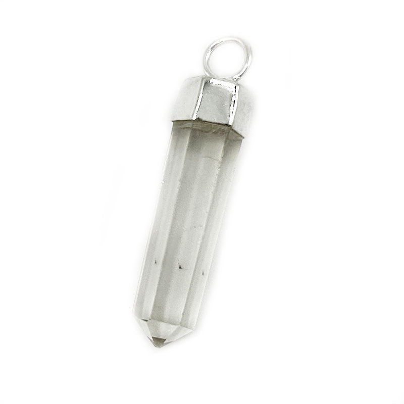 clear quartz silver point gemstone pendant