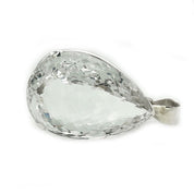 xl teardrop clear quartz checkerboard cut sterling silver gemstone pendant