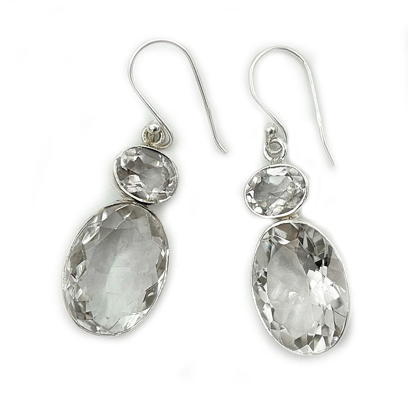 clear quartz sterling silver gemstone earrings