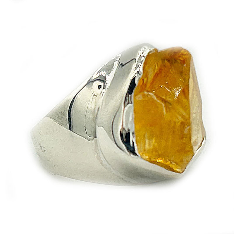 raw citrine sterling silver gemstone ring