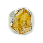 raw citrine sterling silver gemstone ring