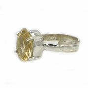 citrine teardrop silver gemstone ring