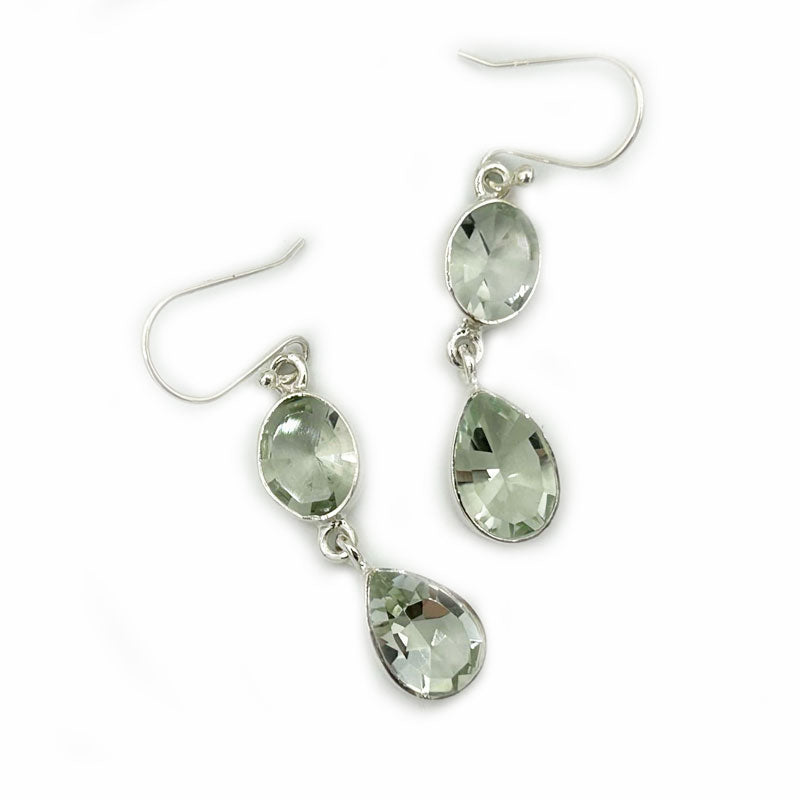 green amethyst sterling silver earrings