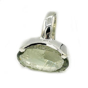 green amethyst oval silver gemstone ring