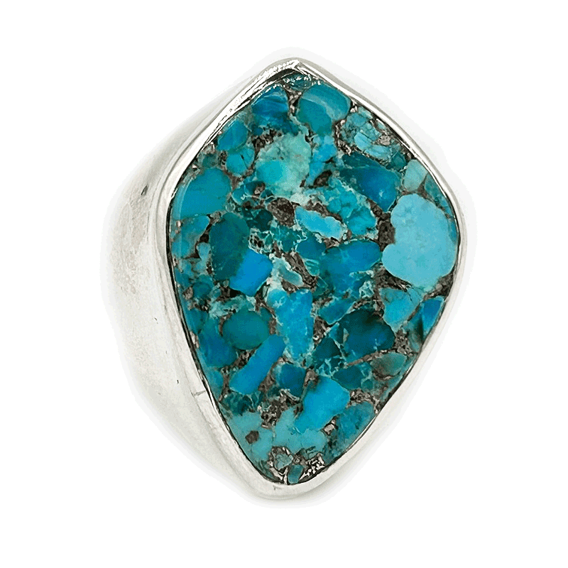 big chunky turquoise gemstone silver ring