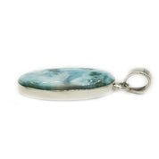 oval larimar gemstone silver pendant