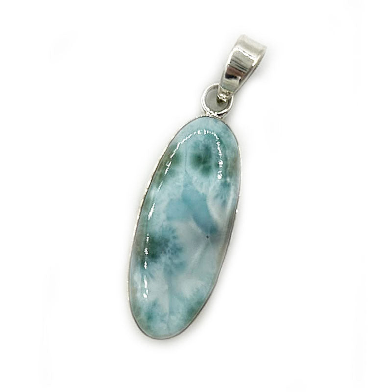 oval larimar gemstone silver pendant