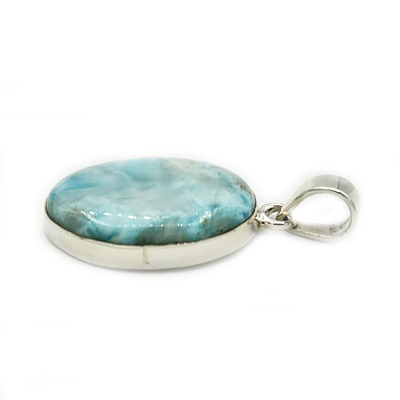 larimar oval silver gemstone pendant