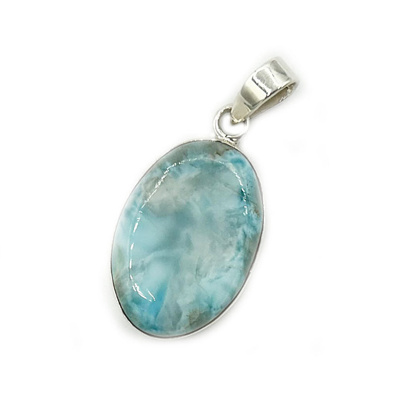 larimar oval silver gemstone pendant