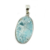 large larimar oval silver gemstone pendant