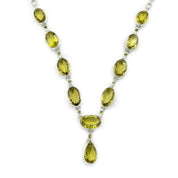 lemon quartz peridot sterling silver gemstone necklace