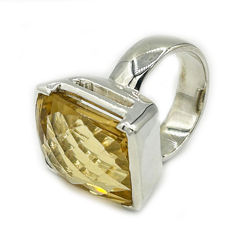 citrine silver gemstone ring