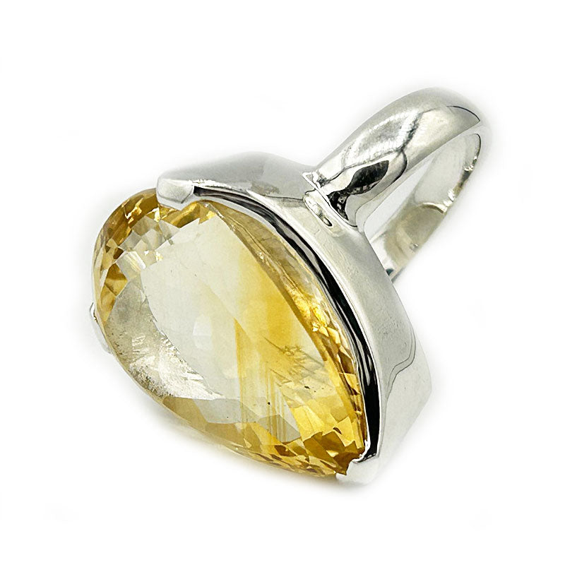 citrine teardrop silver gemstone ring