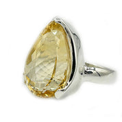 citrine teardrop silver gemstone ring