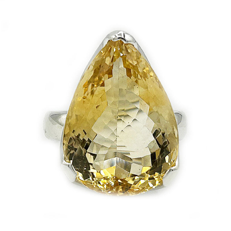 citrine teardrop silver gemstone ring