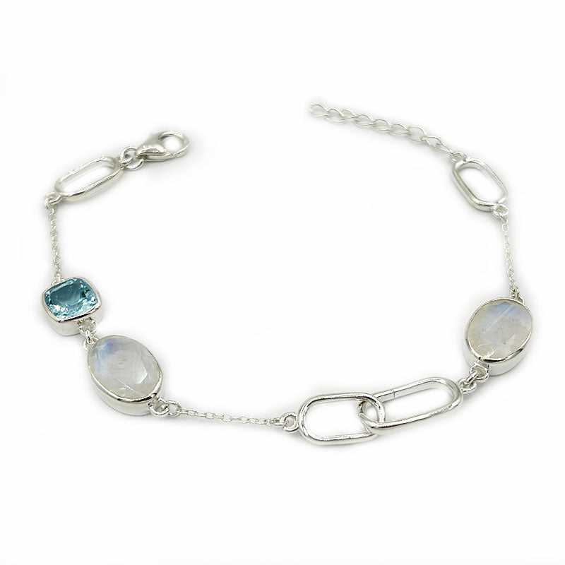 moonstone blue topaz silver bracelet